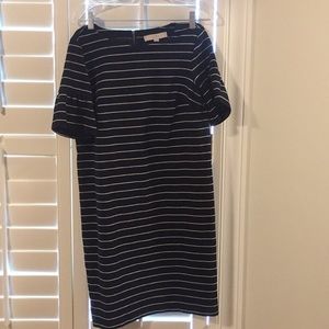 Loft navy and white stripe dress